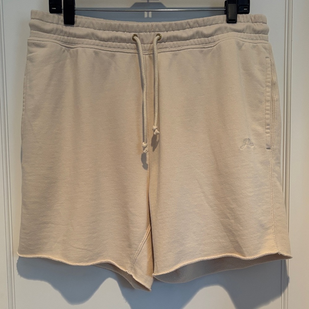 NWT J Crew University terry long cut off shorts with Crew logo in Natural